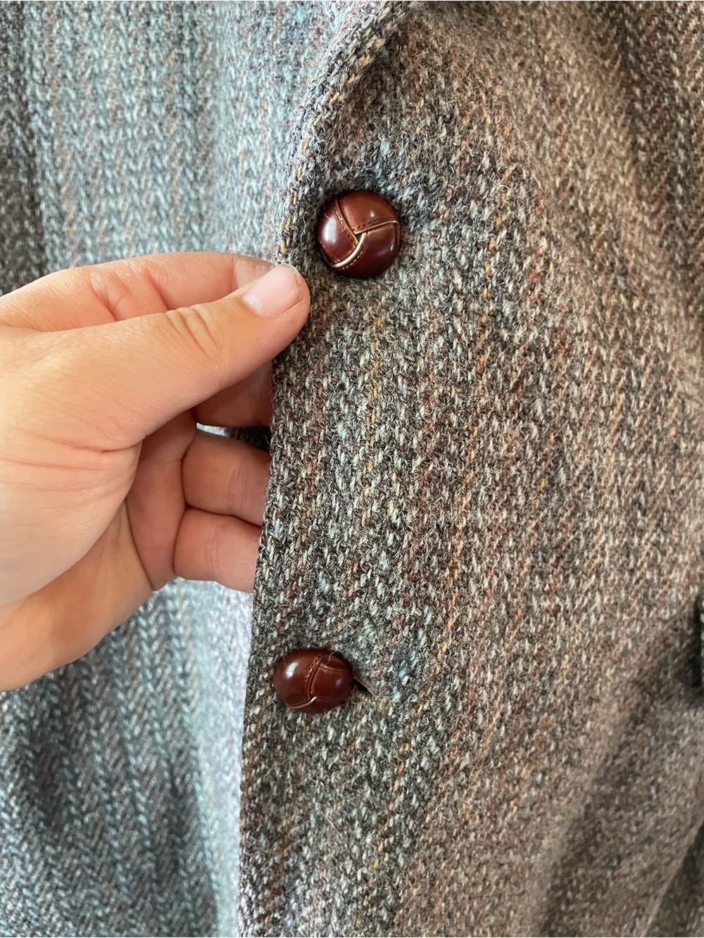 🐱 Harris Tweed | VINTAGE Wool Mens 44T Coat - Picture 10 of 11